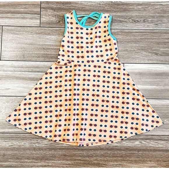 Ricrac & Ruffles Sunglasses Print Peach Green Dress Size 5 - Picture 1 of 7